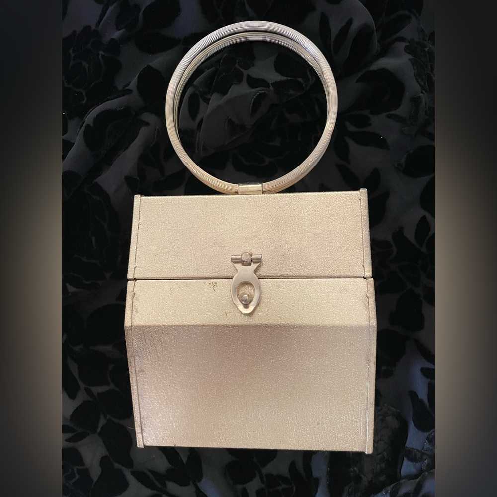 Vintage 50s 60s Walborg Goldtone Metal Hardside Purse Bag
